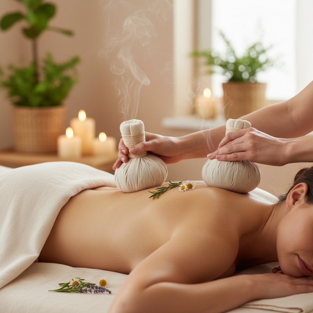 Kräuterstempel Massage